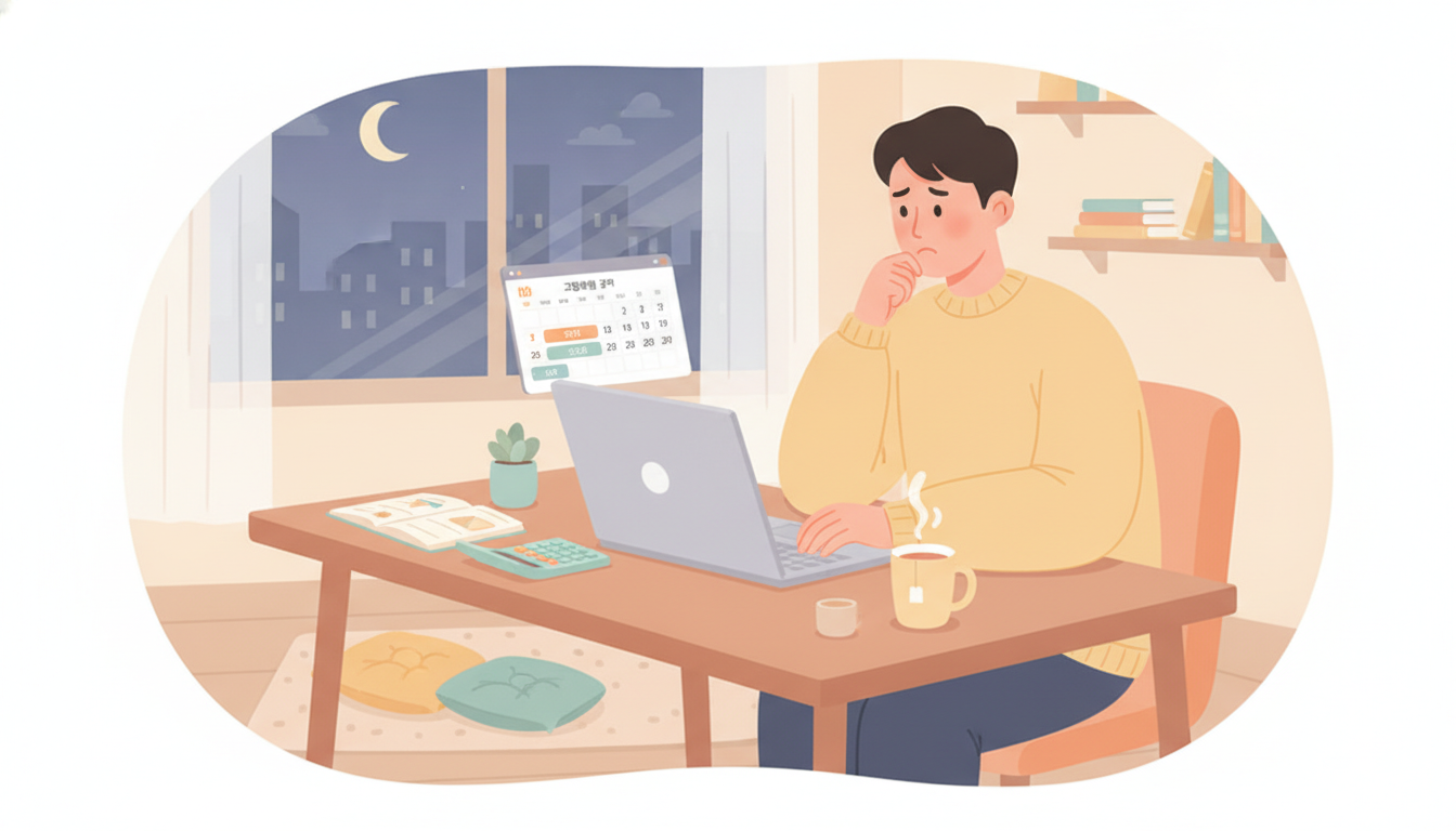 주6일 지급으로 바뀌면 내 수급 기간은 얼마나 늘어날까 확인하는 모습
